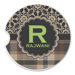 Moroccan Mosaic & Plaid Sandstone Car Coaster - Single (Personalized)