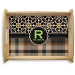 Moroccan Mosaic & Plaid Natural Wooden Tray - Large (Personalized)