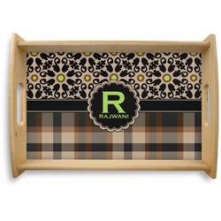 Moroccan Mosaic & Plaid Natural Wooden Tray - Small (Personalized)