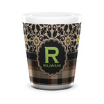 Moroccan Mosaic & Plaid Ceramic Shot Glass - 1.5 oz - White - Single (Personalized)