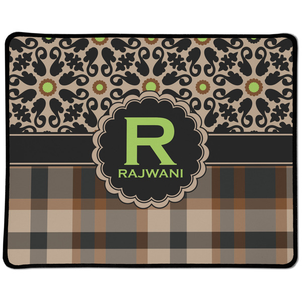 Custom Moroccan Mosaic & Plaid Large Gaming Mouse Pad - 12.5" x 10" (Personalized)