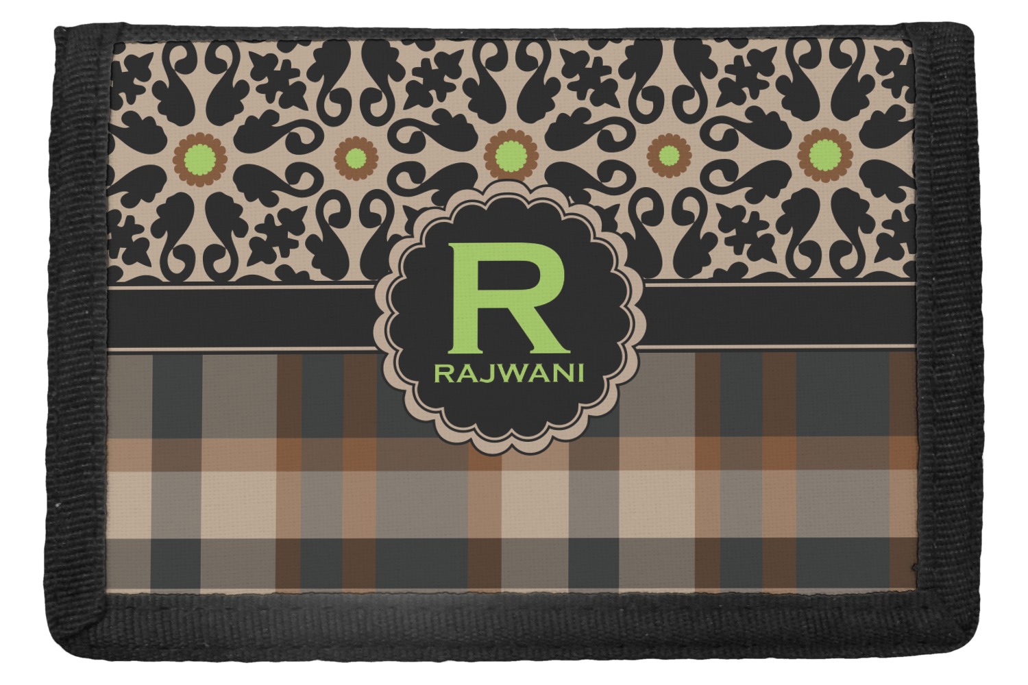 Moroccan Mosaic & Plaid Design Custom Trifold Wallet