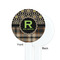 Moroccan Mosaic & Plaid White Plastic 7" Stir Stick - Single Sided - Round - Front & Back