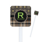 Moroccan Mosaic & Plaid Square Plastic Stir Sticks - Double Sided (Personalized)