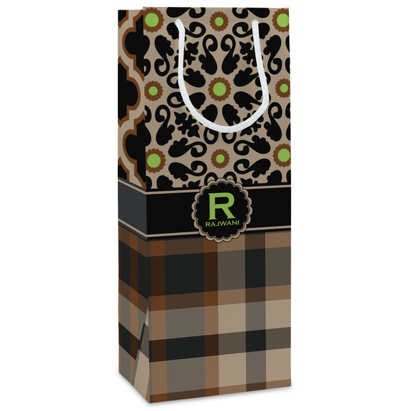 Custom Moroccan Mosaic & Plaid Wine Gift Bags (Personalized)