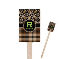 Moroccan Mosaic & Plaid 6.25" Rectangle Wooden Stir Sticks - Double Sided (Personalized)