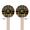 Moroccan Mosaic & Plaid Wooden 6" Stir Stick - Round - Double Sided - Front & Back