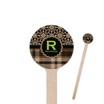 Moroccan Mosaic & Plaid 7.5" Round Wooden Stir Sticks - Double Sided (Personalized)