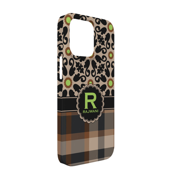 Custom Moroccan Mosaic & Plaid iPhone Case - Plastic - iPhone 13 (Personalized)