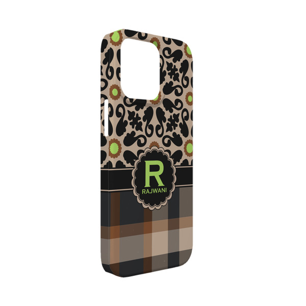 Custom Moroccan Mosaic & Plaid iPhone Case - Plastic - iPhone 13 Mini (Personalized)