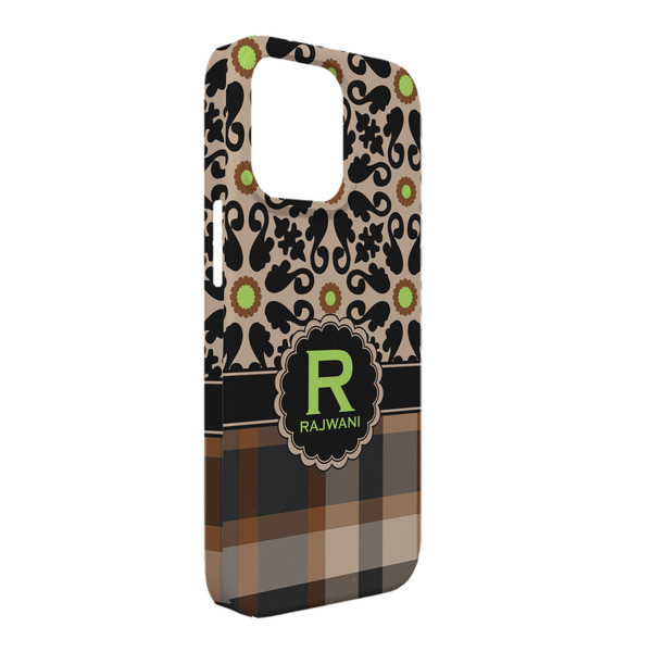 Custom Moroccan Mosaic & Plaid iPhone Case - Plastic - iPhone 13 Pro Max (Personalized)