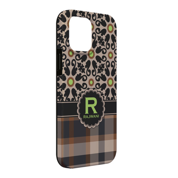 Custom Moroccan Mosaic & Plaid iPhone Case - Rubber Lined - iPhone 13 Pro Max (Personalized)