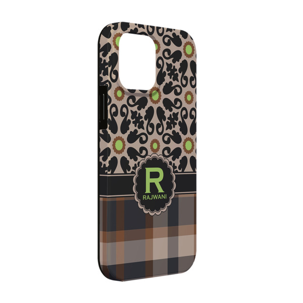 Custom Moroccan Mosaic & Plaid iPhone Case - Rubber Lined - iPhone 13 Pro (Personalized)