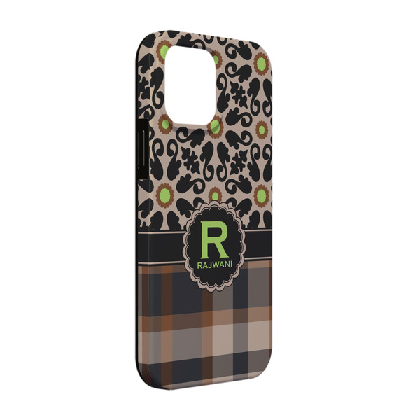 Custom Moroccan Mosaic & Plaid iPhone Case - Rubber Lined - iPhone 13 (Personalized)