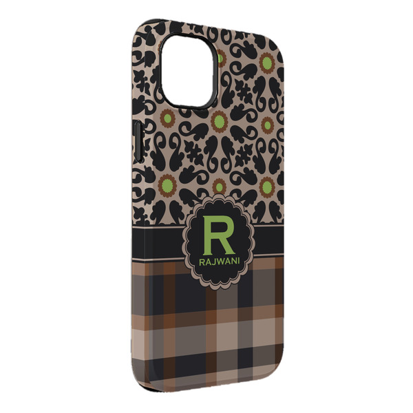 Custom Moroccan Mosaic & Plaid iPhone Case - Rubber Lined - iPhone 14 Plus (Personalized)