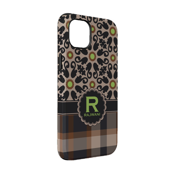 Custom Moroccan Mosaic & Plaid iPhone Case - Rubber Lined - iPhone 14 Pro (Personalized)