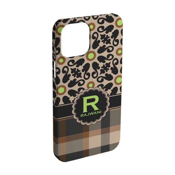 Custom Moroccan Mosaic & Plaid iPhone Case - Plastic - iPhone 15 (Personalized)