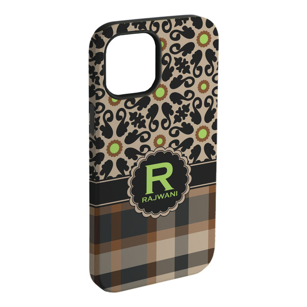 Custom Moroccan Mosaic & Plaid iPhone Case - Rubber Lined - iPhone 15 Plus (Personalized)