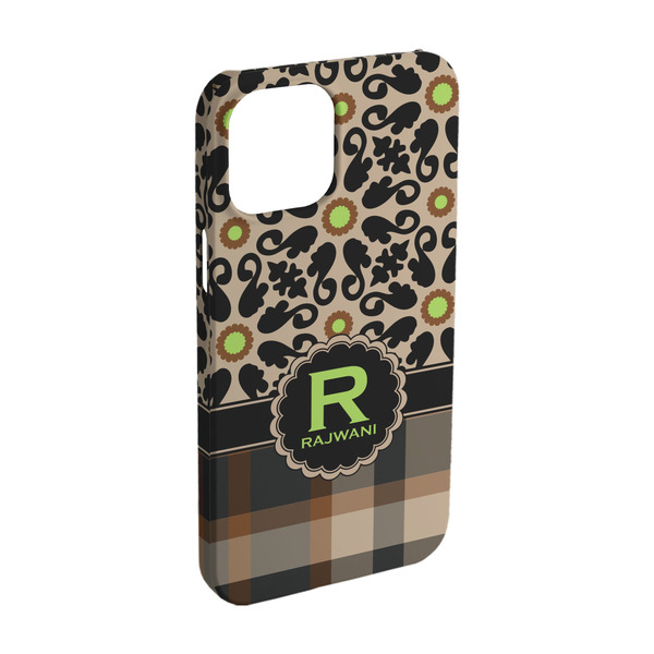 Custom Moroccan Mosaic & Plaid iPhone Case - Plastic - iPhone 15 Pro (Personalized)