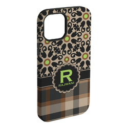 Moroccan Mosaic & Plaid iPhone Case - Rubber Lined - iPhone 15 Pro Max (Personalized)