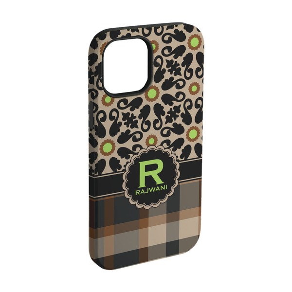 Custom Moroccan Mosaic & Plaid iPhone Case - Rubber Lined - iPhone 15 Pro (Personalized)