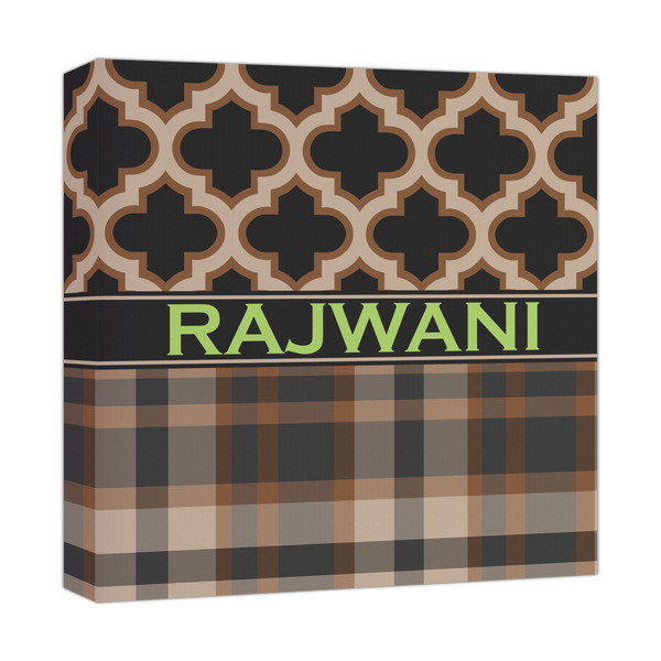 Custom Moroccan & Plaid Canvas Print - 12x12 (Personalized)