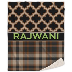 Moroccan & Plaid Sherpa Throw Blanket - 60"x80" (Personalized)