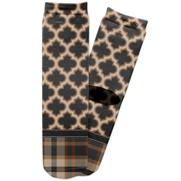 Custom Moroccan & Plaid Adult Crew Socks