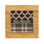 Moroccan & Plaid Bamboo Trivet with Ceramic Tile Insert (Personalized)