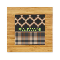 Moroccan & Plaid Bamboo Trivet with Ceramic Tile Insert (Personalized)