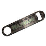 Moroccan & Plaid Bar Bottle Opener - Silver w/ Name or Text