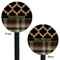 Moroccan & Plaid Black Plastic 5.5" Stir Stick - Double Sided - Round - Front & Back