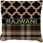 Moroccan & Plaid Faux-Linen Throw Pillow 16" (Personalized)