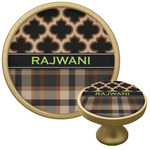 Moroccan & Plaid Cabinet Knob - Gold (Personalized)