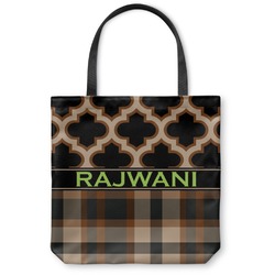 Moroccan & Plaid Canvas Tote Bag - Large - 18"x18" (Personalized)