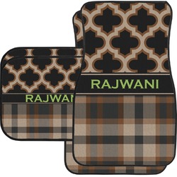 Moroccan & Plaid Car Floor Mats Set - 2 Front & 2 Back (Personalized)