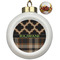 Moroccan & Plaid Ceramic Christmas Ornament - Poinsettias (Front View)