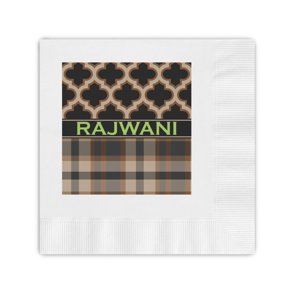 Custom Moroccan & Plaid Coined Cocktail Napkins (Personalized)