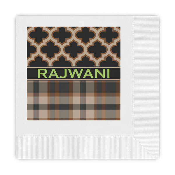 Custom Moroccan & Plaid Embossed Decorative Napkins (Personalized)