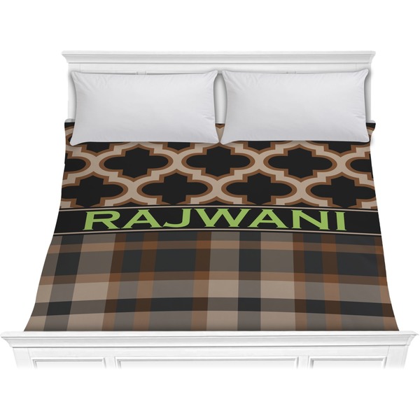 Custom Moroccan & Plaid Comforter - King (Personalized)