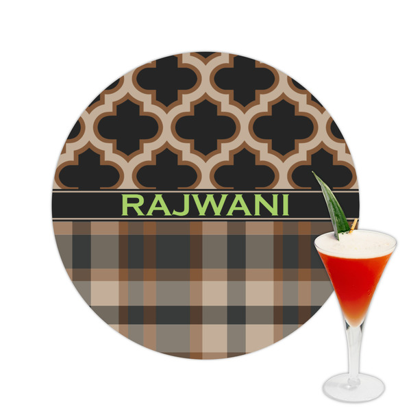 Custom Moroccan & Plaid Printed Drink Topper -  2.5" (Personalized)