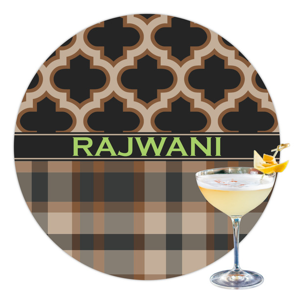 Custom Moroccan & Plaid Printed Drink Topper - 3.5" (Personalized)