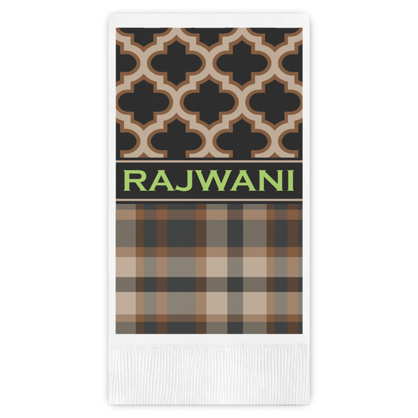 Custom Moroccan & Plaid Guest Napkins - Full Color - Embossed Edge (Personalized)