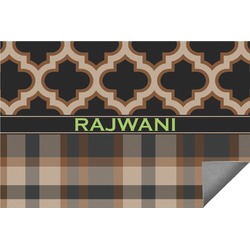 Moroccan & Plaid Indoor / Outdoor Rug - 6'x8' w/ Name or Text