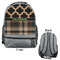 Moroccan & Plaid Large Backpack - Gray - Front & Back View