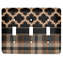 Moroccan & Plaid Light Switch Cover (3 Toggle Plate)