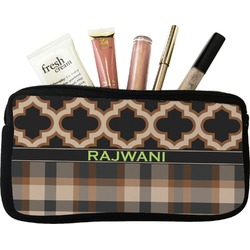 Moroccan & Plaid Makeup / Cosmetic Bag - Small (Personalized)
