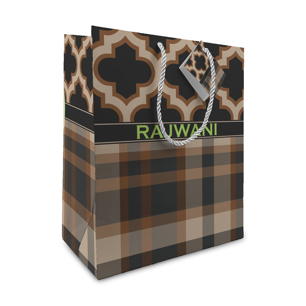 Custom Moroccan & Plaid Medium Gift Bag (Personalized)