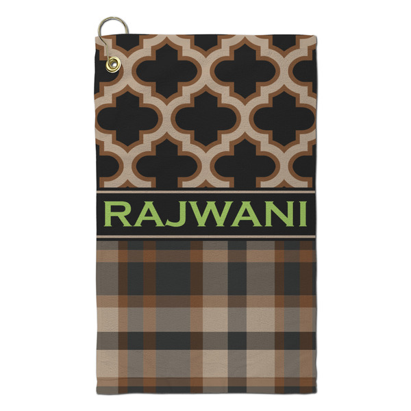 Custom Moroccan & Plaid Microfiber Golf Towel - Small (Personalized)