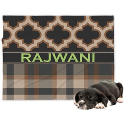 Moroccan & Plaid Dog Blanket - Large (Personalized)
